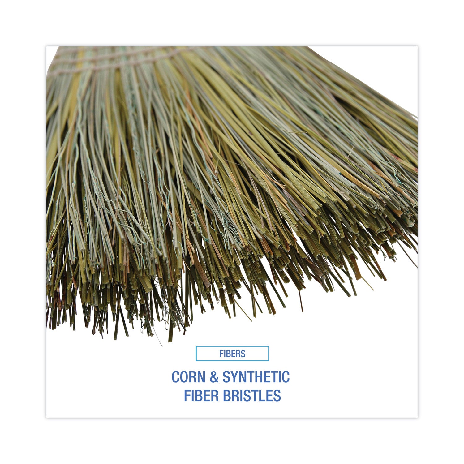 Boardwalk® Corn/Fiber Brooms, Corn/Synthetic Fiber Bristles, 60" Overall Length, Gray/Natural, 6/Carton