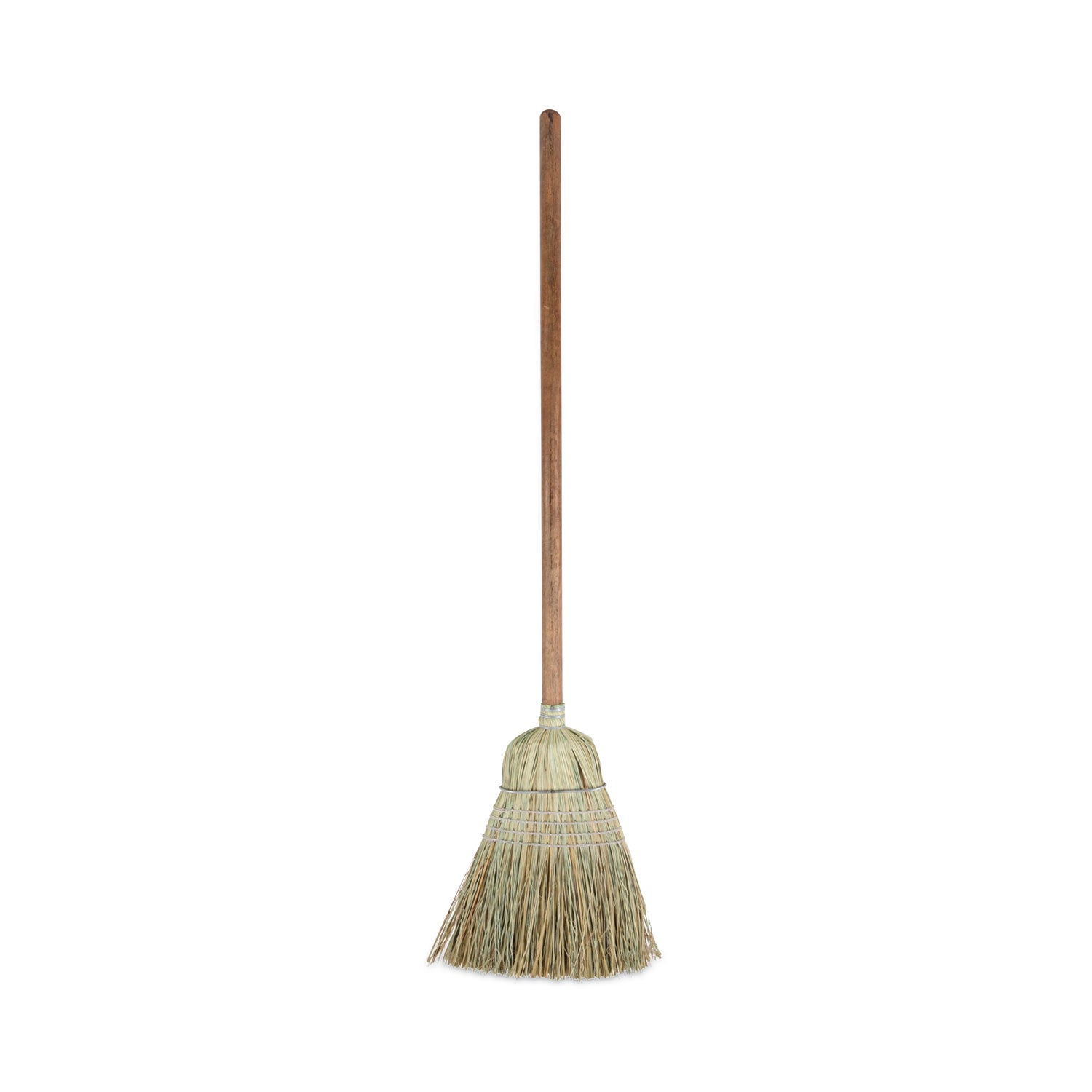 Corn/Fiber Brooms, Corn/Synthetic Fiber Bristles, 60" Overall Length, Gray/Natural, 6/Carton