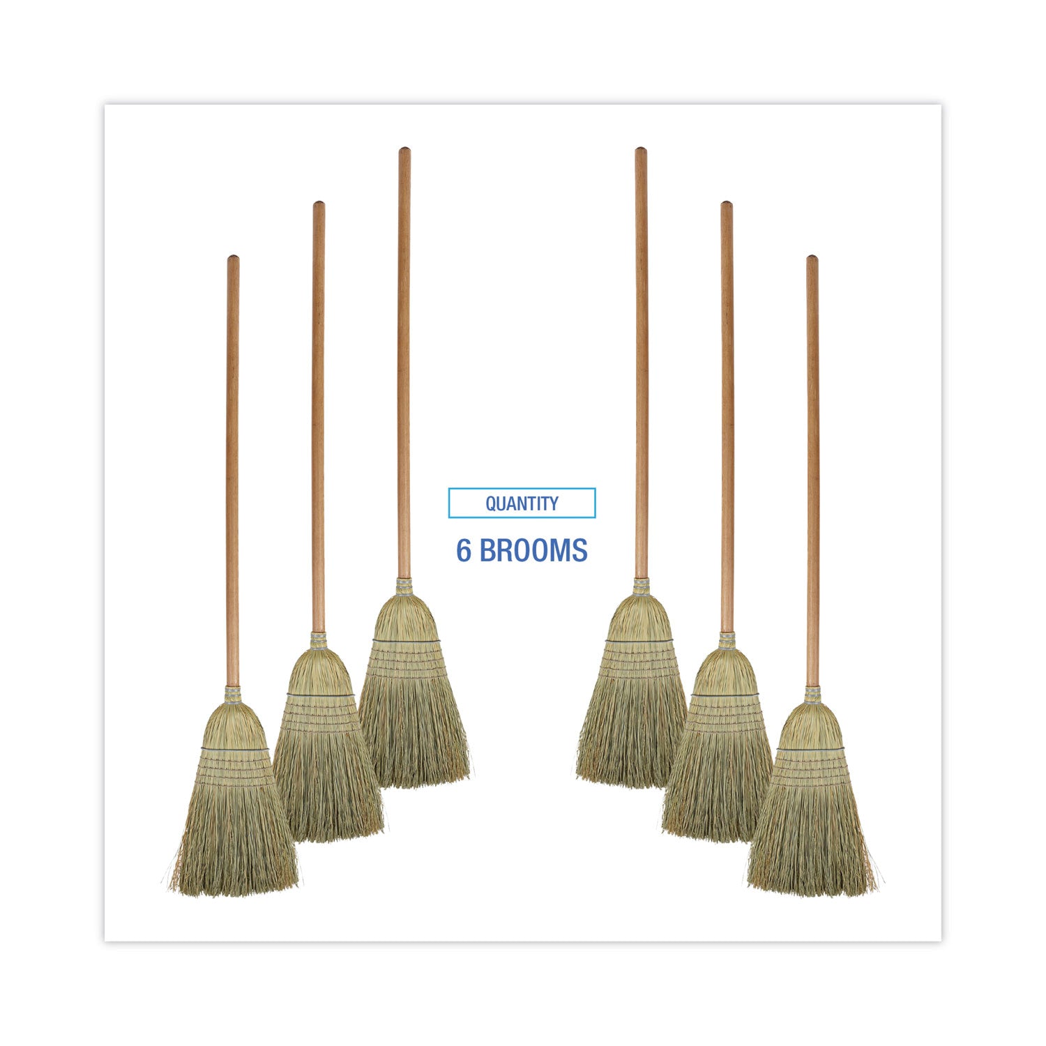 Boardwalk® 100% Corn Brooms, 60" Overall Length, Natural, 6/Carton