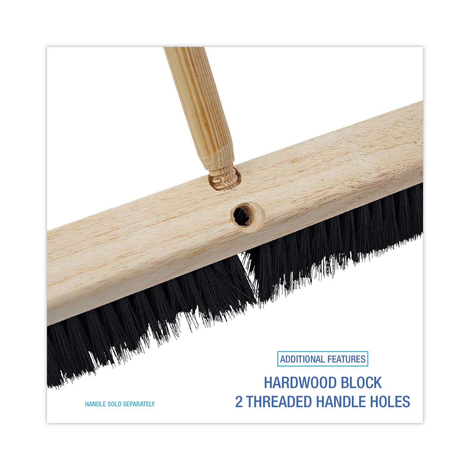 Boardwalk® Floor Brush Head, 3" Black Medium Weight Polypropylene Bristles, 18" Brush