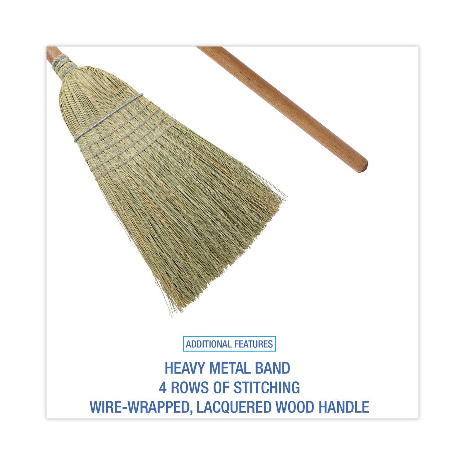 Boardwalk® 100% Corn Brooms, 60" Overall Length, Natural, 6/Carton