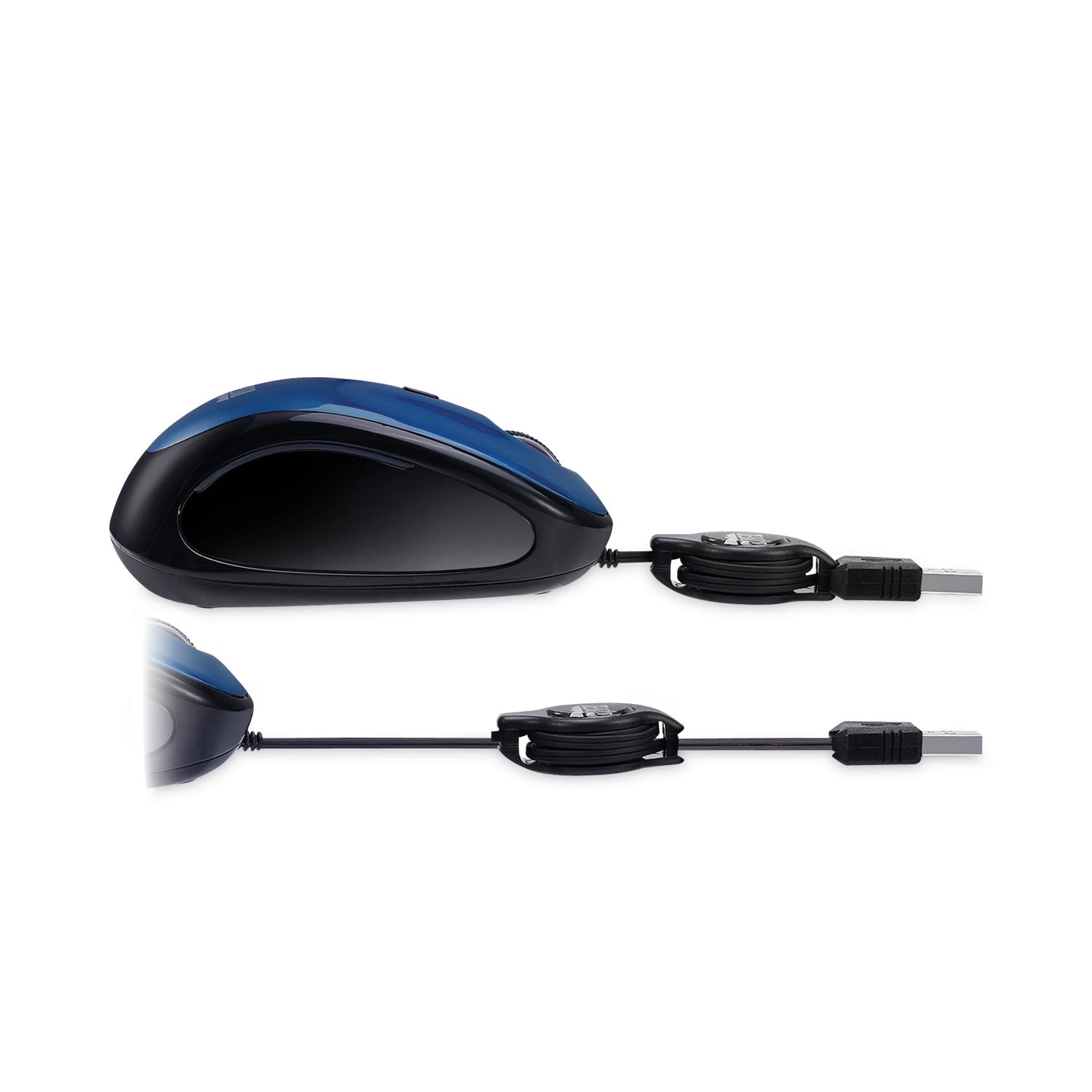 Adesso Illuminated Retractable Mouse, USB 2.0, Left/Right Hand Use, Dark Blue