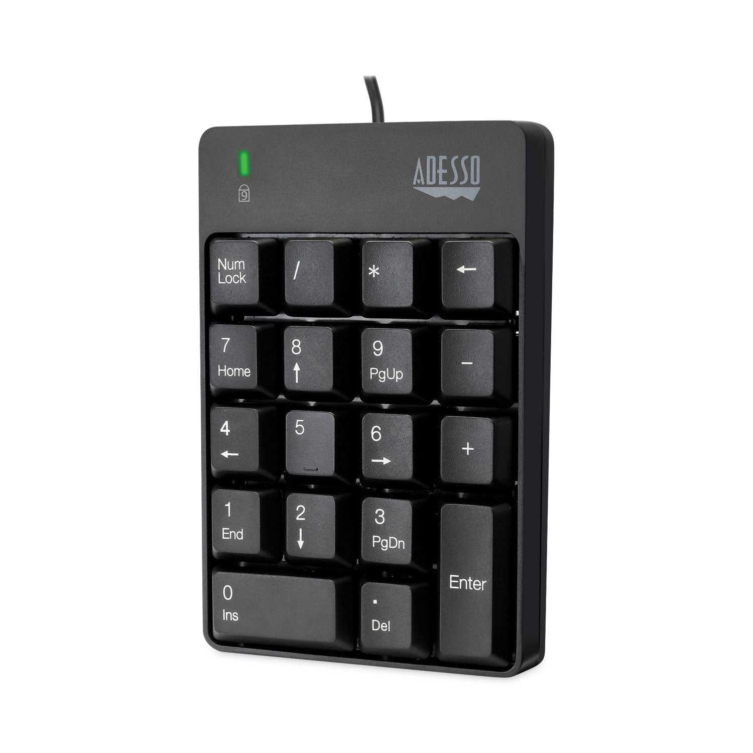 Adesso Spill-Resistant 18-Key Numeric Keypad, Black