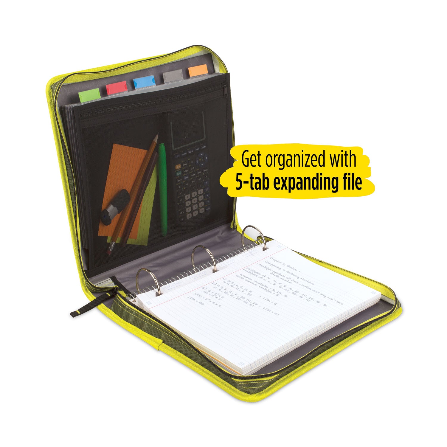 Five Star® Zipper Binder and Expansion Panel, 3 Rings, 2" Capacity, 11 x 8.5, Assorted