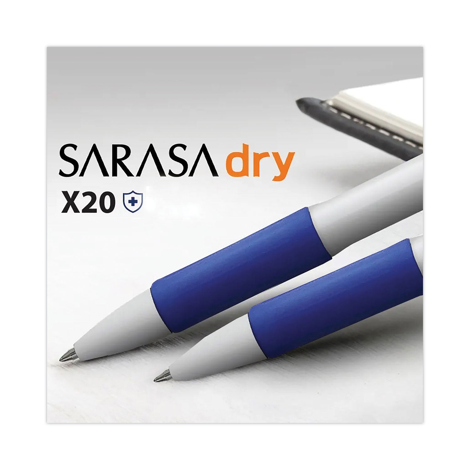 Zebra® Sarasa Dry X20+ Gel Pen, Retractable, Fine 0.7 mm, Blue Ink, White/Blue Barrel, Dozen