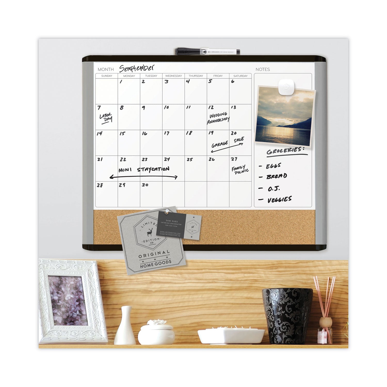 3N1 Magnetic Mod Dry Erase Board, Monthly Calendar, 20 x 16, White Surface, Gray/Black Plastic Frame U Brands Flipcost