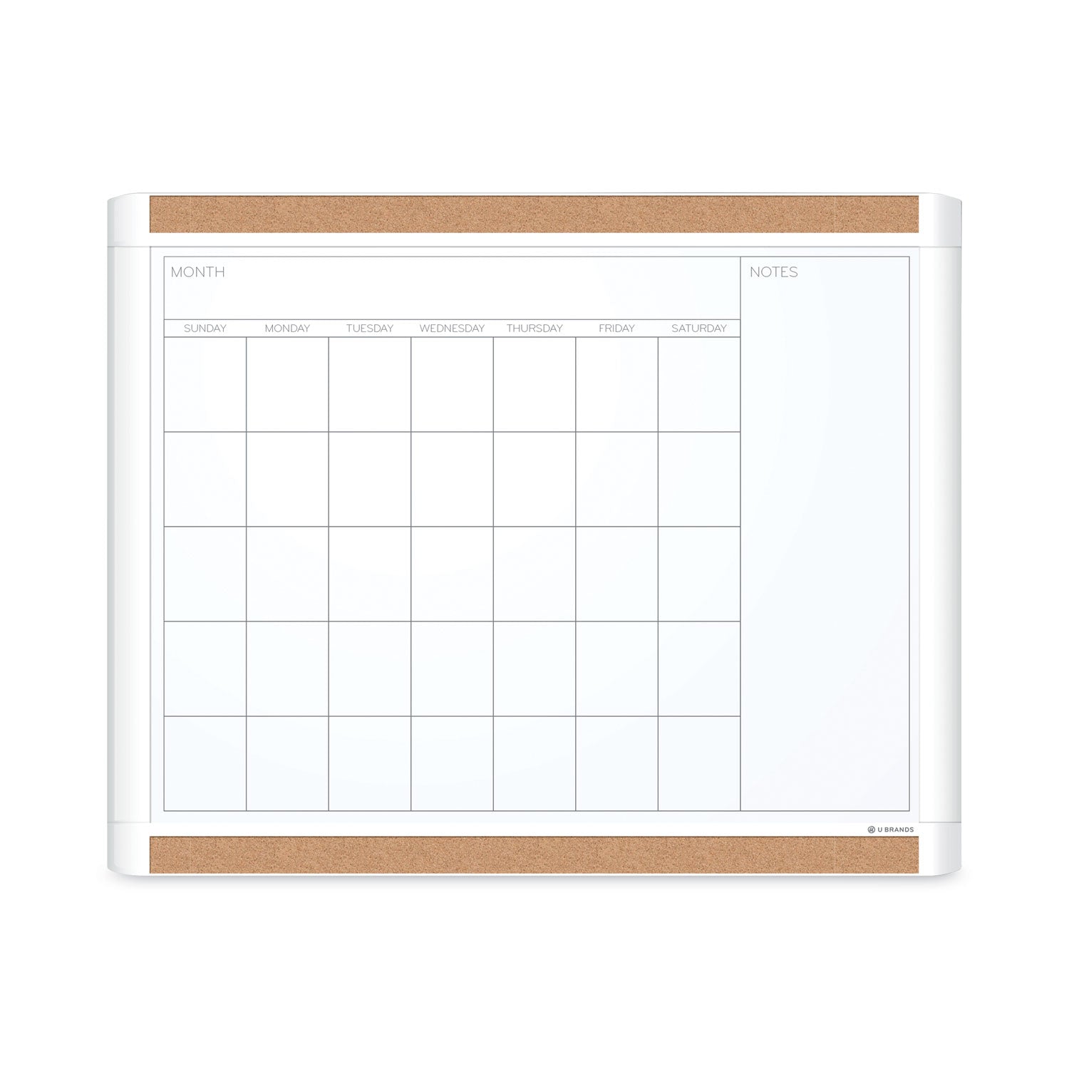 PINIT Magnetic Dry Erase Calendar with Plastic Frame, One-Month, 20 x 16, White Surface, White Plastic Frame