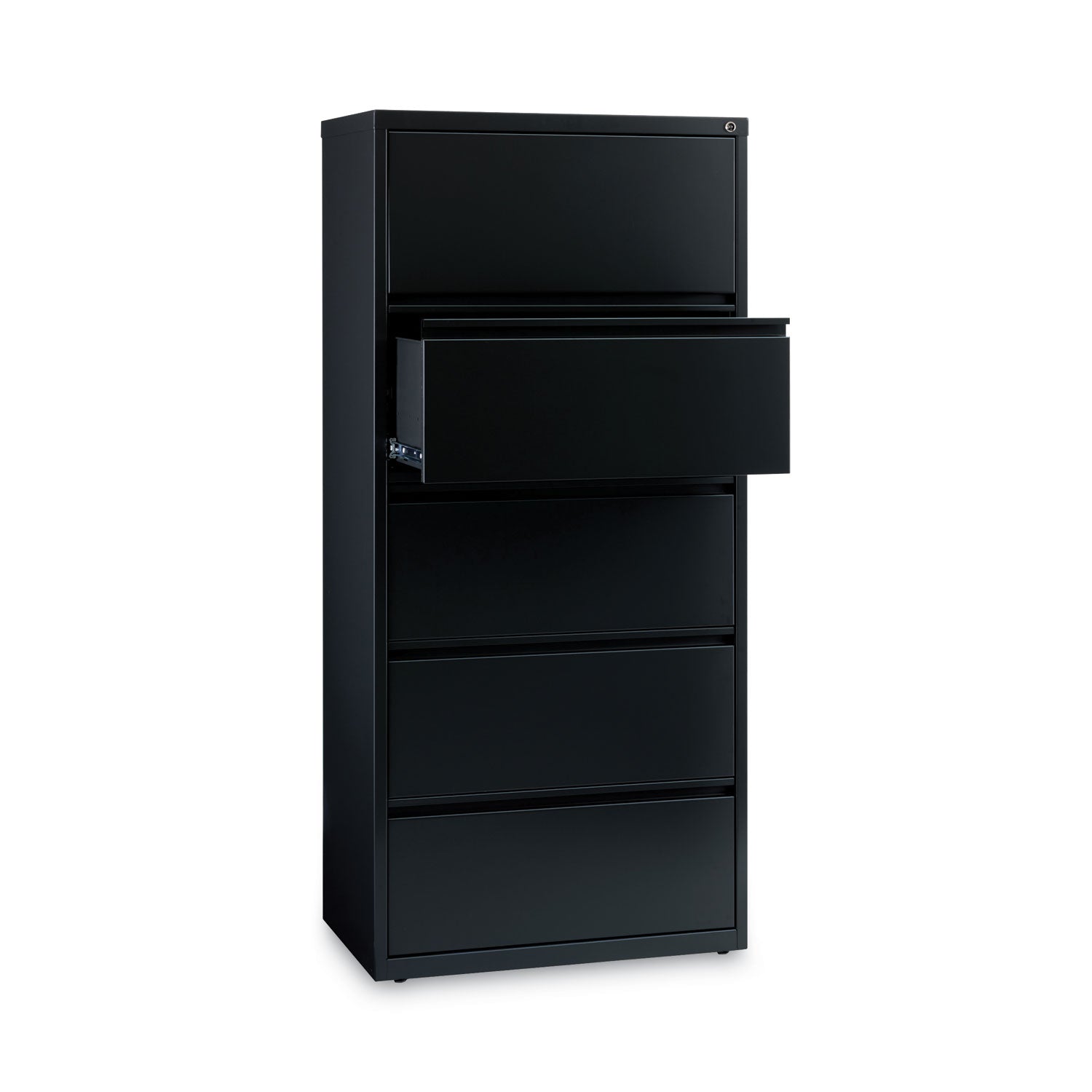 Alera® Lateral File, Five Legal/Letter/A4-Size File Drawers, 30" x 18.62" x 67.62", Black