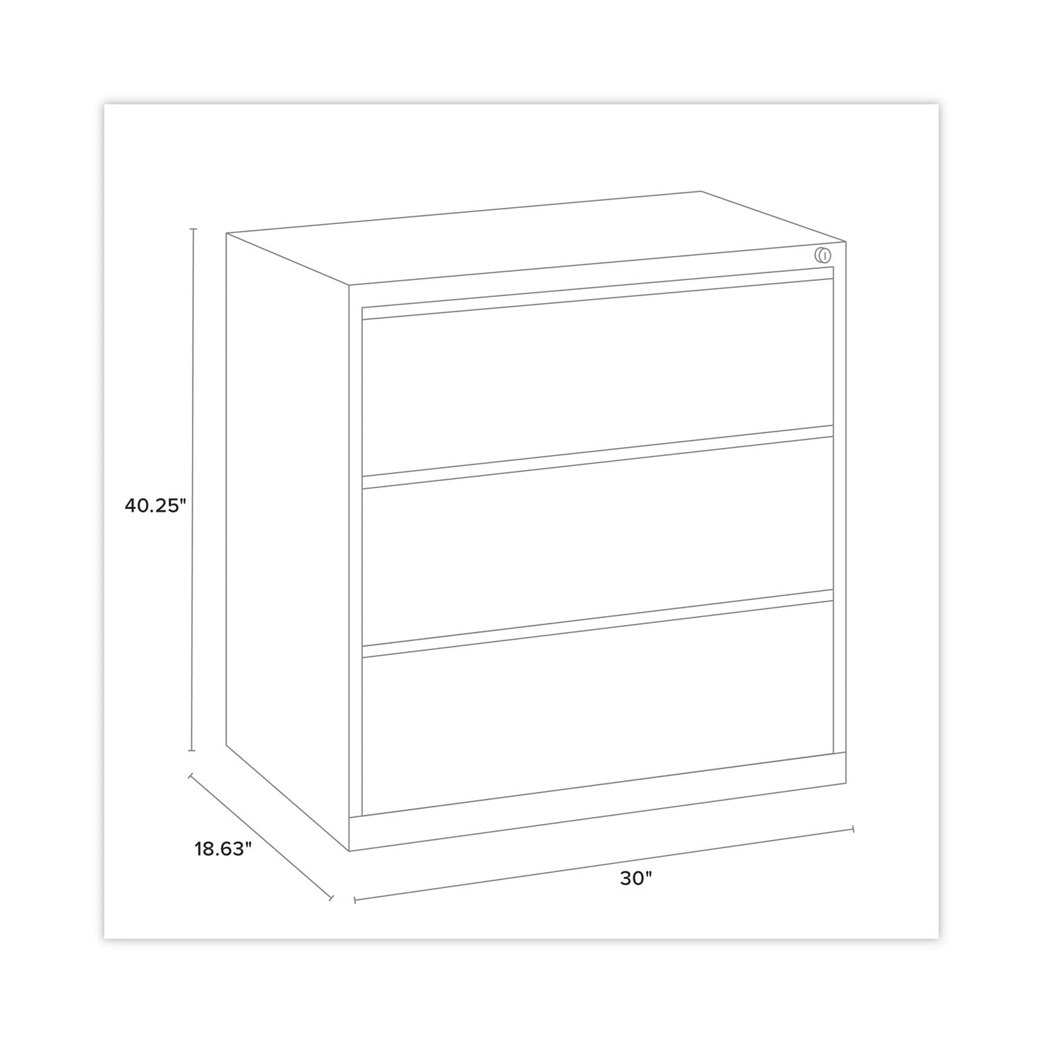 Alera® Lateral File, Three Legal/Letter/A4-Size File Drawers, 30" x 18.62" x 40.25", Black