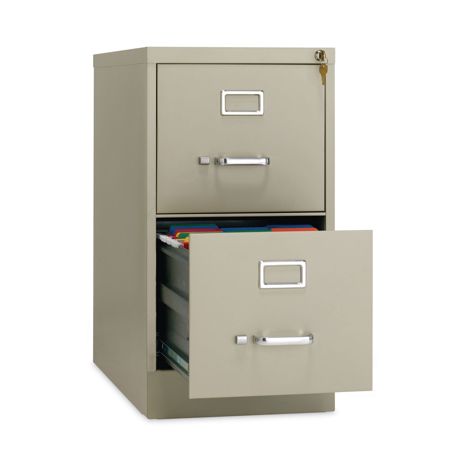 Two-Drawer Economy Vertical File, Letter-Size File Drawers, 15" x 26.5" x 28.37", Putty Alera® Flipcost