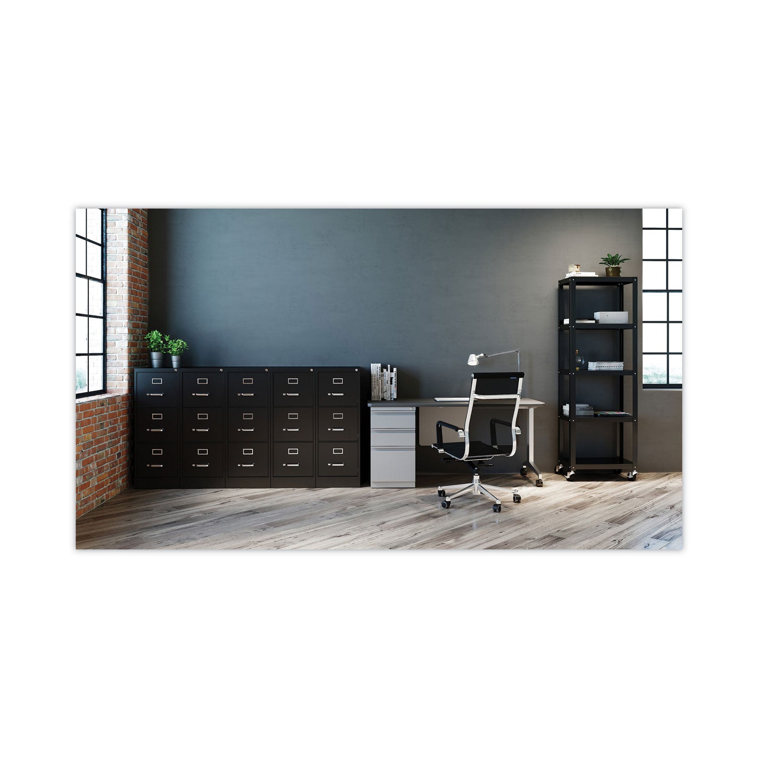 Three-Drawer Economy Vertical File, Letter-Size File Drawers, 15" x 22" x 40.19", Black Alera® Flipcost