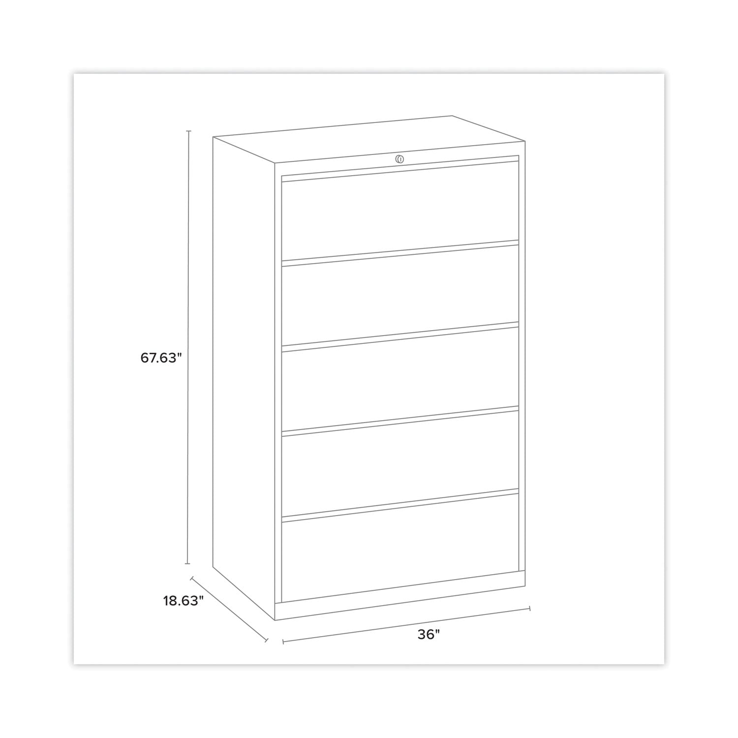 Hirsh Industries® Lateral File Cabinet, 5 Letter/Legal/A4-Size File Drawers, Charcoal, 36 x 18.62 x 67.62