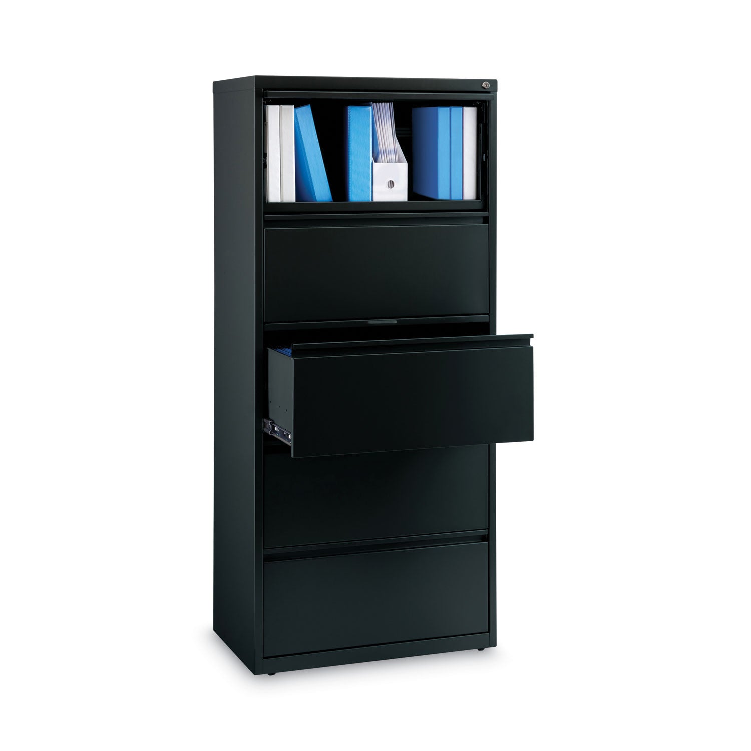 Alera® Lateral File, Five Legal/Letter/A4-Size File Drawers, 30" x 18.62" x 67.62", Black