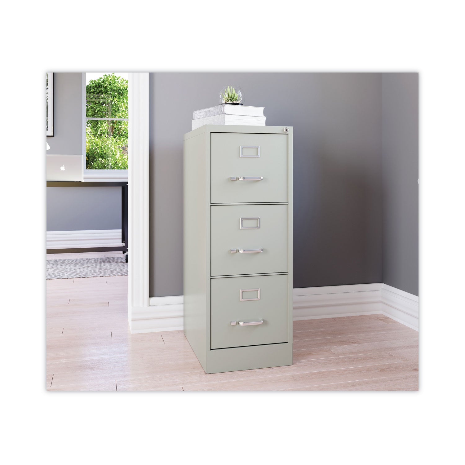 Three-Drawer Economy Vertical File, Letter-Size File Drawers, 15" x 22" x 40.19", Light Gray Alera® Flipcost