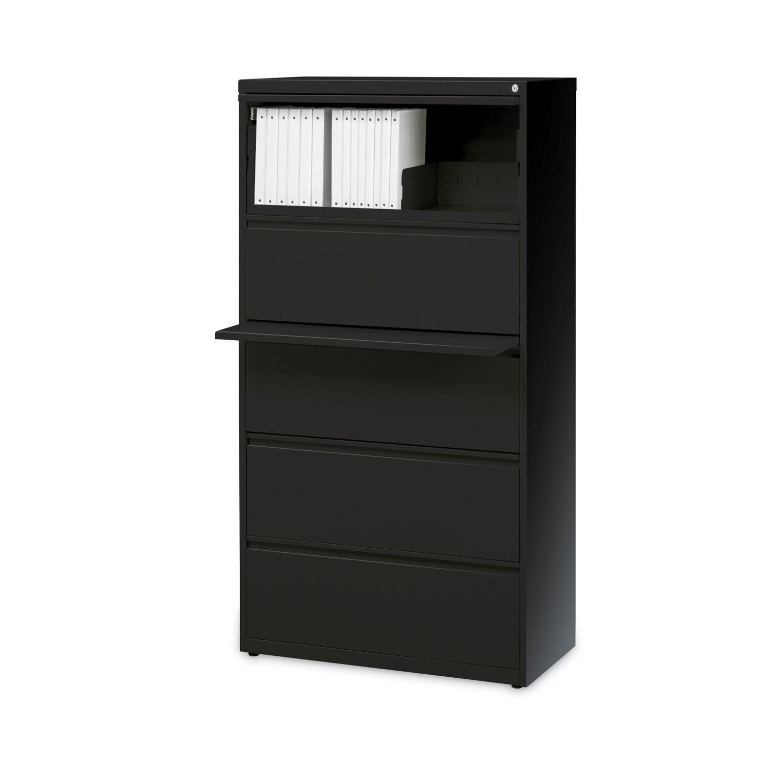 Alera® Lateral File, Five Legal/Letter/A4-Size File Drawers, 30" x 18.62" x 67.62", Black