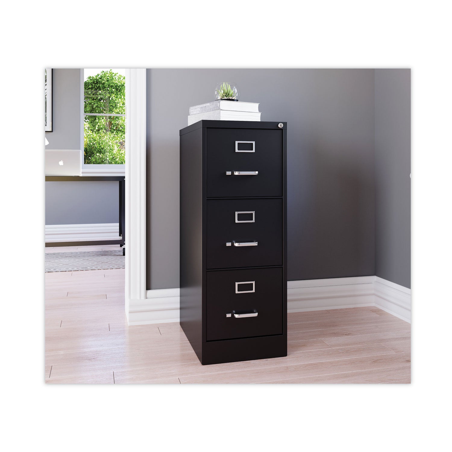 Three-Drawer Economy Vertical File, Letter-Size File Drawers, 15" x 22" x 40.19", Black Alera® Flipcost