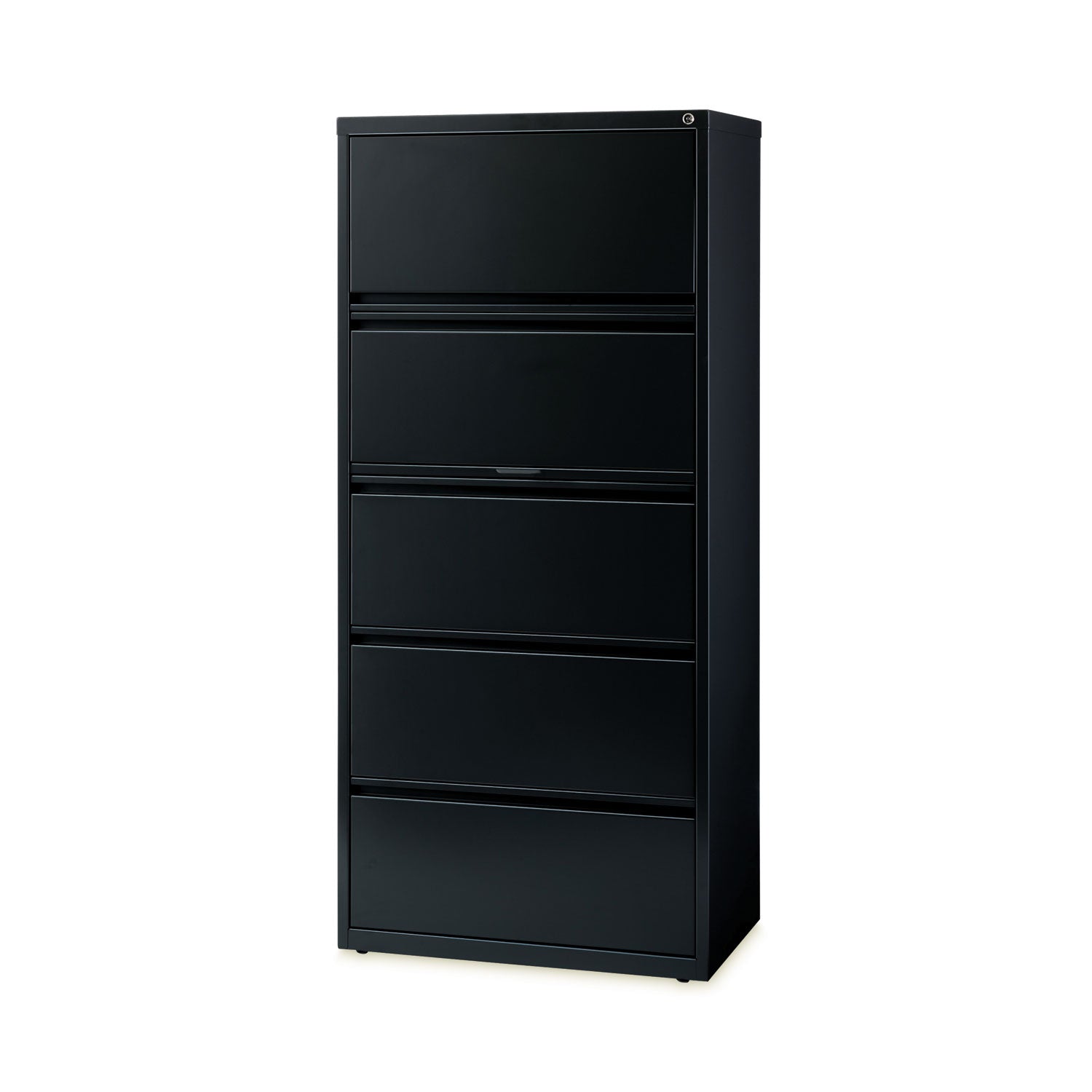 Lateral File, Five Legal/Letter/A4-Size File Drawers, 30" x 18.62" x 67.62", Black