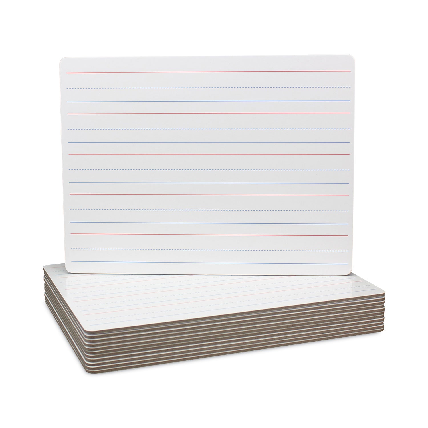 Flipside Magnetic Two-Sided Red and Blue Ruled Dry Erase Board, 12 x 9, Ruled White Front/Unruled White Back, 12/Pack