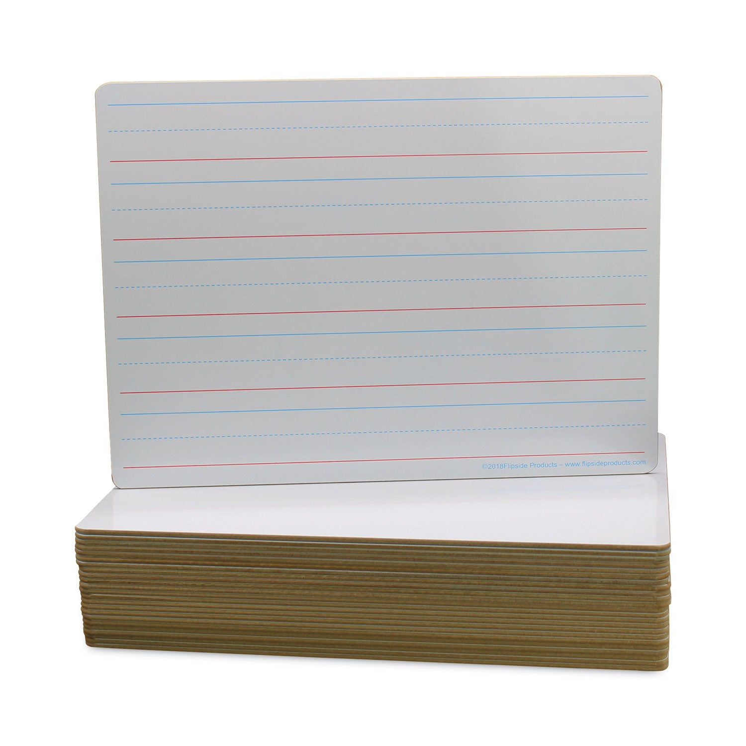 Flipside Two-Sided Red and Blue Ruled Dry Erase Board, 12 x 9, Ruled White Front/Unruled White Back, 24/Pack