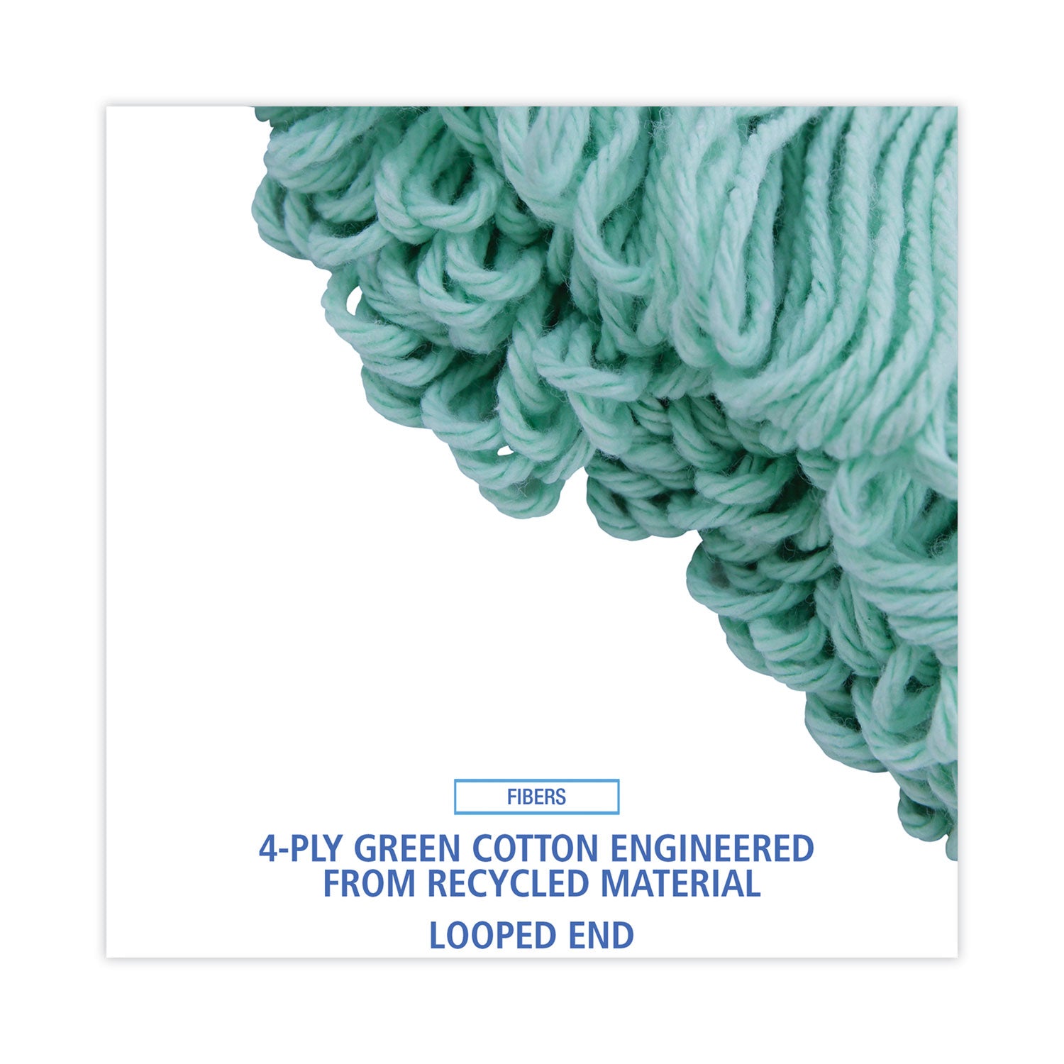 Boardwalk® EcoMop Looped-End Mop Head, Recycled Fibers, Medium Size, Green