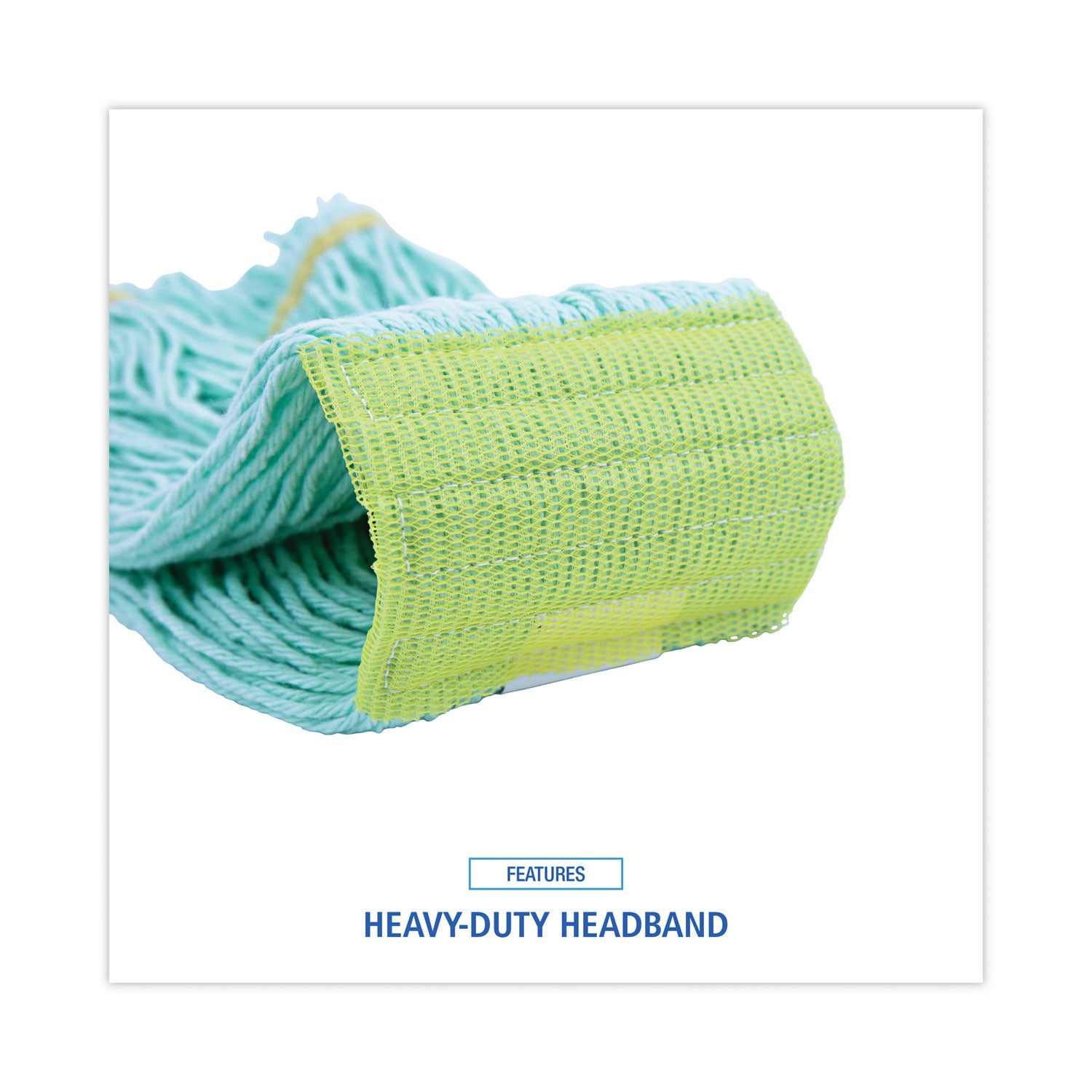 Boardwalk® EcoMop Looped-End Mop Head, Recycled Fibers, Medium Size, Green