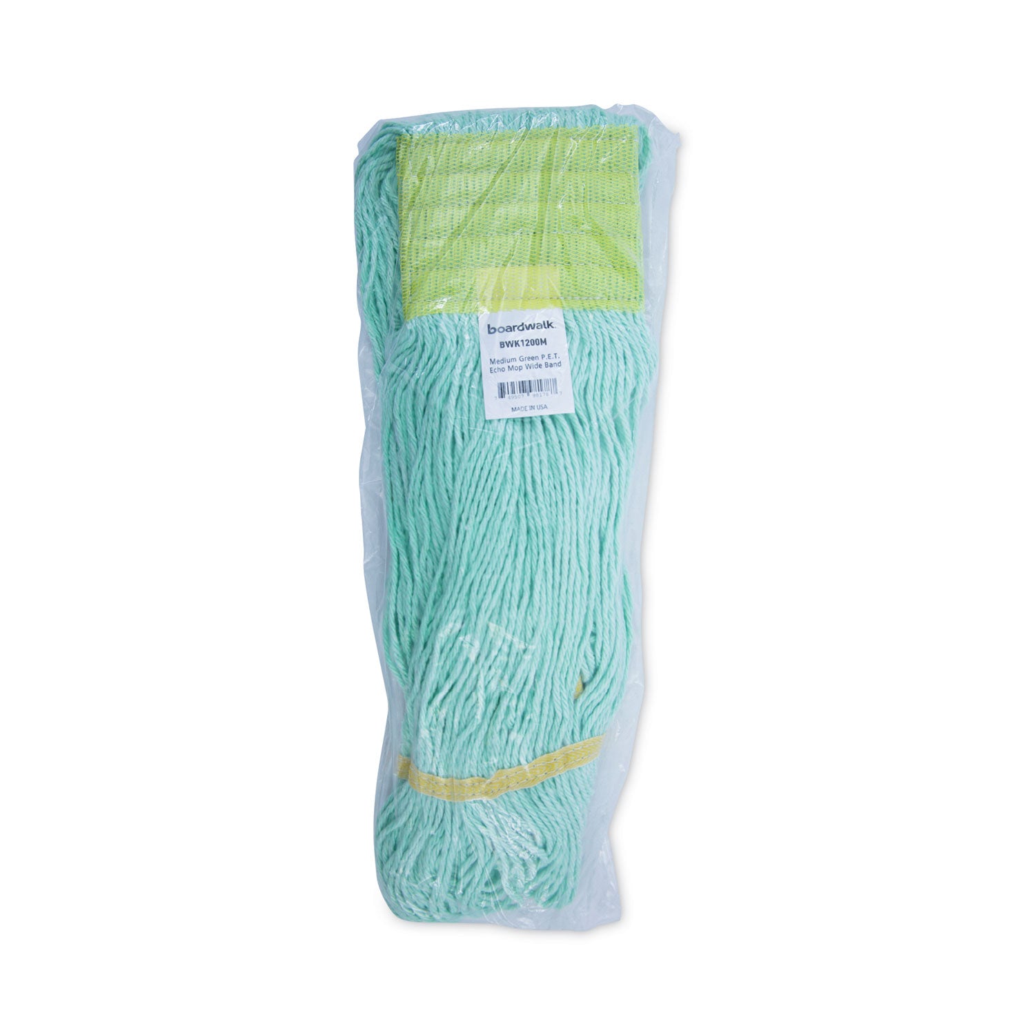 Boardwalk® EcoMop Looped-End Mop Head, Recycled Fibers, Medium Size, Green