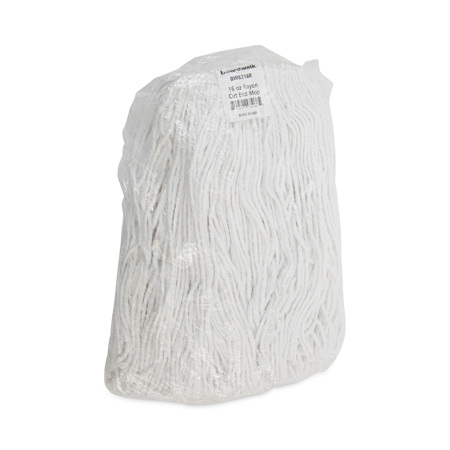 Boardwalk® Mop Head, Value Standard Head, Rayon Fiber, Cut-End, Size No. 16, White, 12/Carton