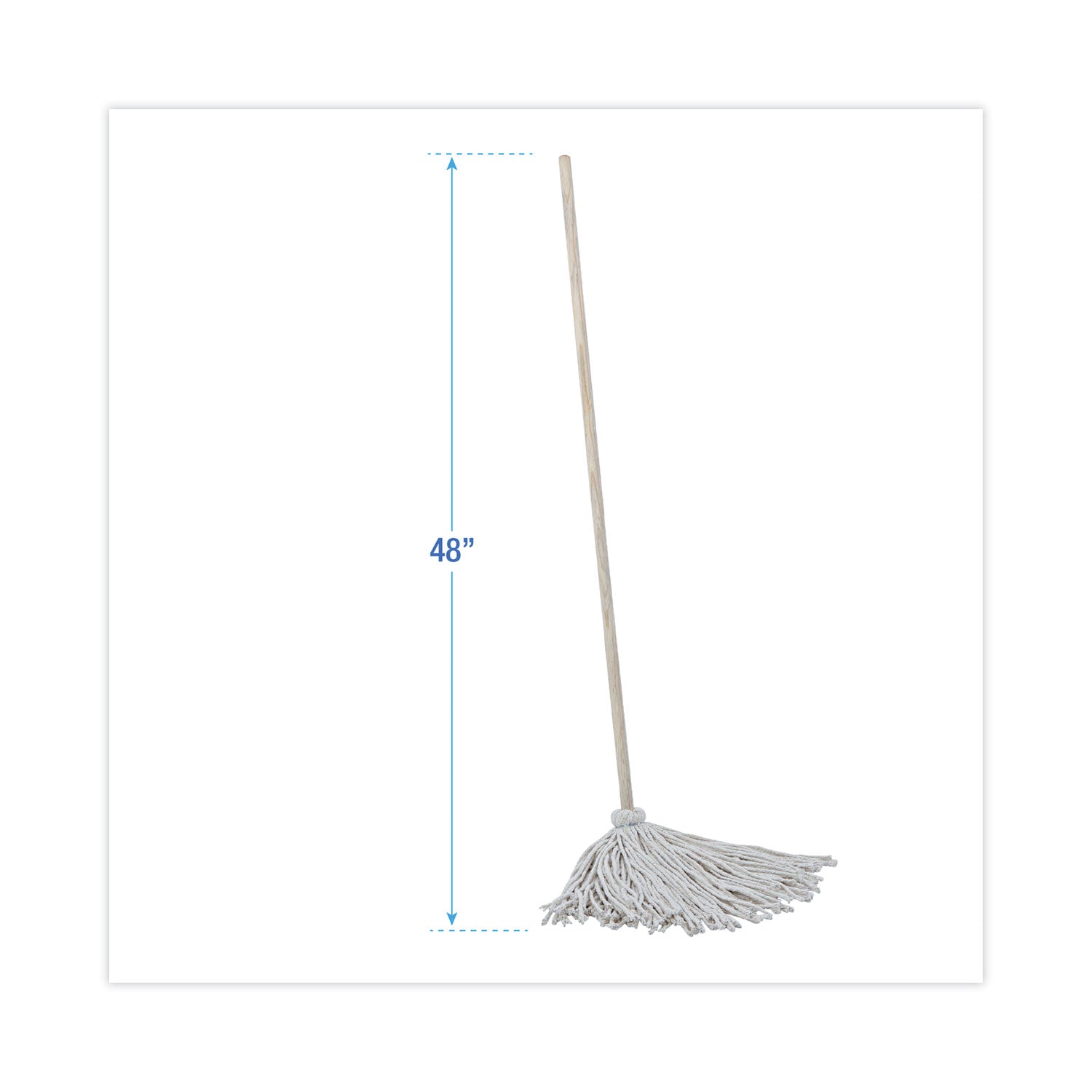 Boardwalk® Handle/Deck Mops, #16 White Cotton Head, 48" Natural Wood Handle