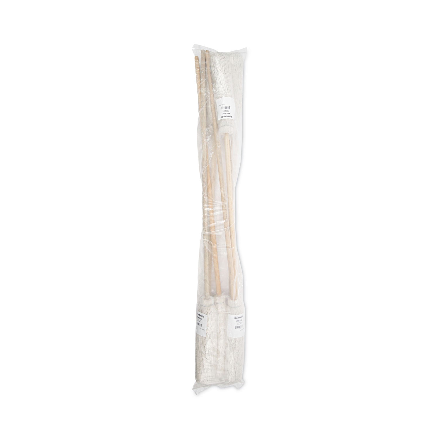 Boardwalk® Handle/Deck Mops, #16 White Cotton Head, 48" Natural Wood Handle