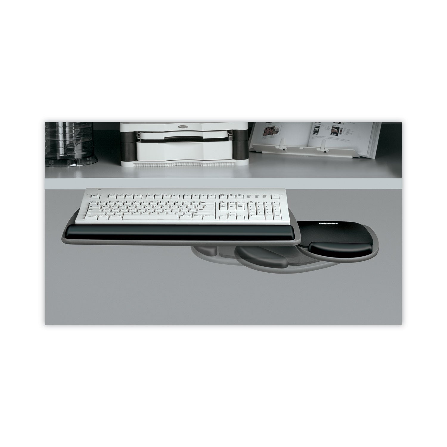 Fellowes® Adjustable Standard Keyboard Platform, 20.25w x 11.13d, Graphite/Black