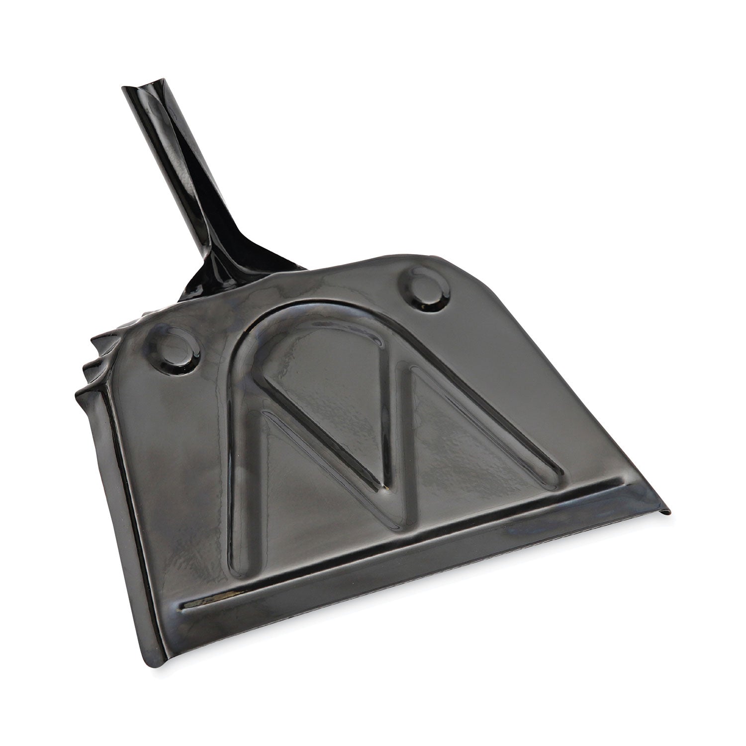 Boardwalk® Metal Dust Pan, 12 x 14, 5" Handle, 20-Gauge Steel, Black, 12/Carton