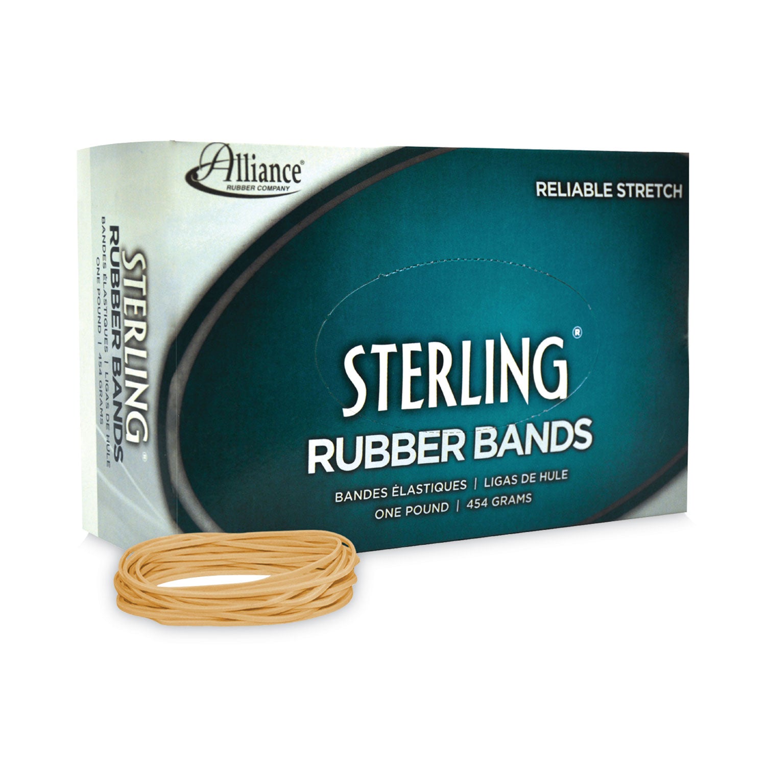 Alliance® Sterling Rubber Bands, Size 19, 0.03" Gauge, Crepe, 1 lb Box, 1,700/Box