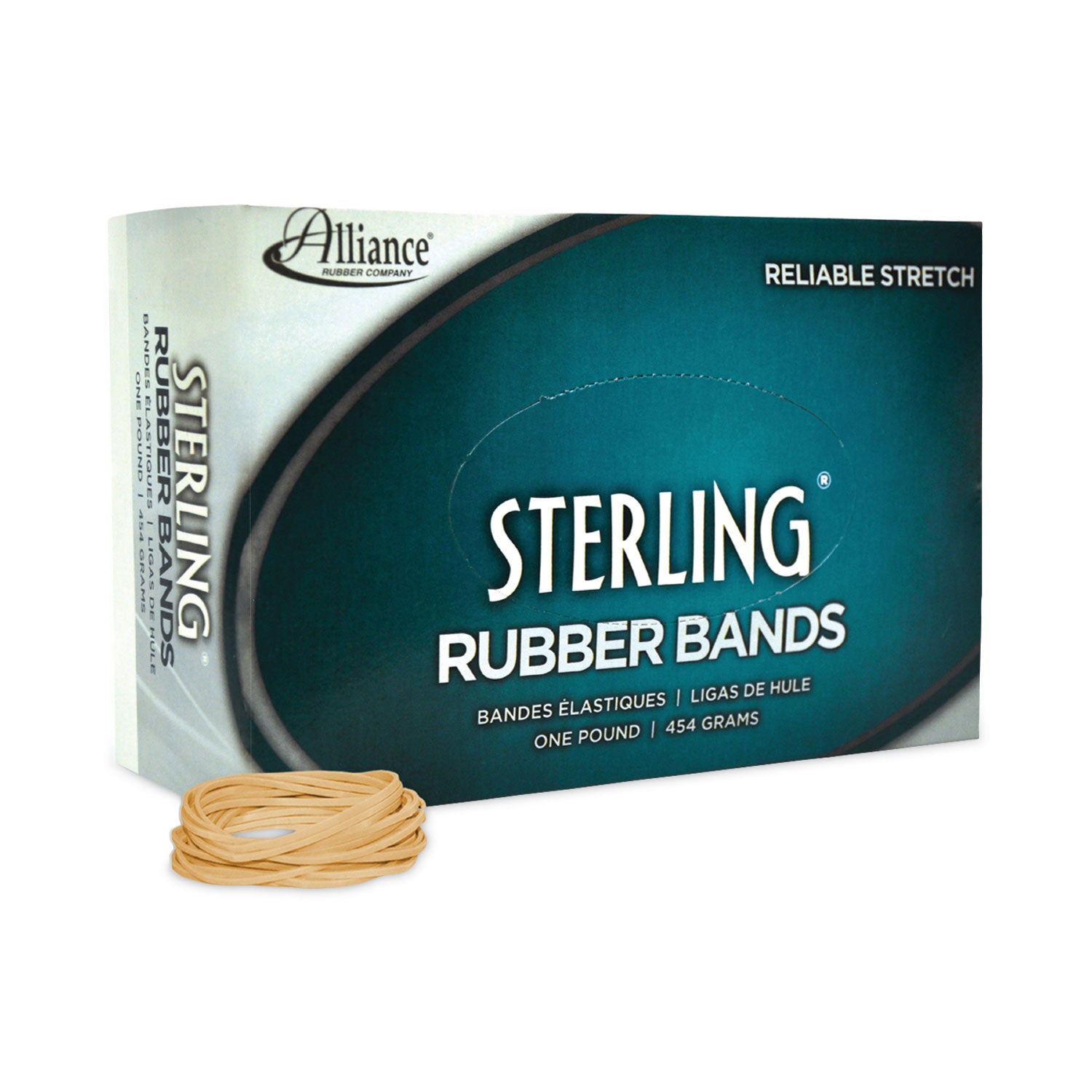 Alliance® Sterling Rubber Bands, Size 14, 0.03" Gauge, Crepe, 1 lb Box, 3,100/Box