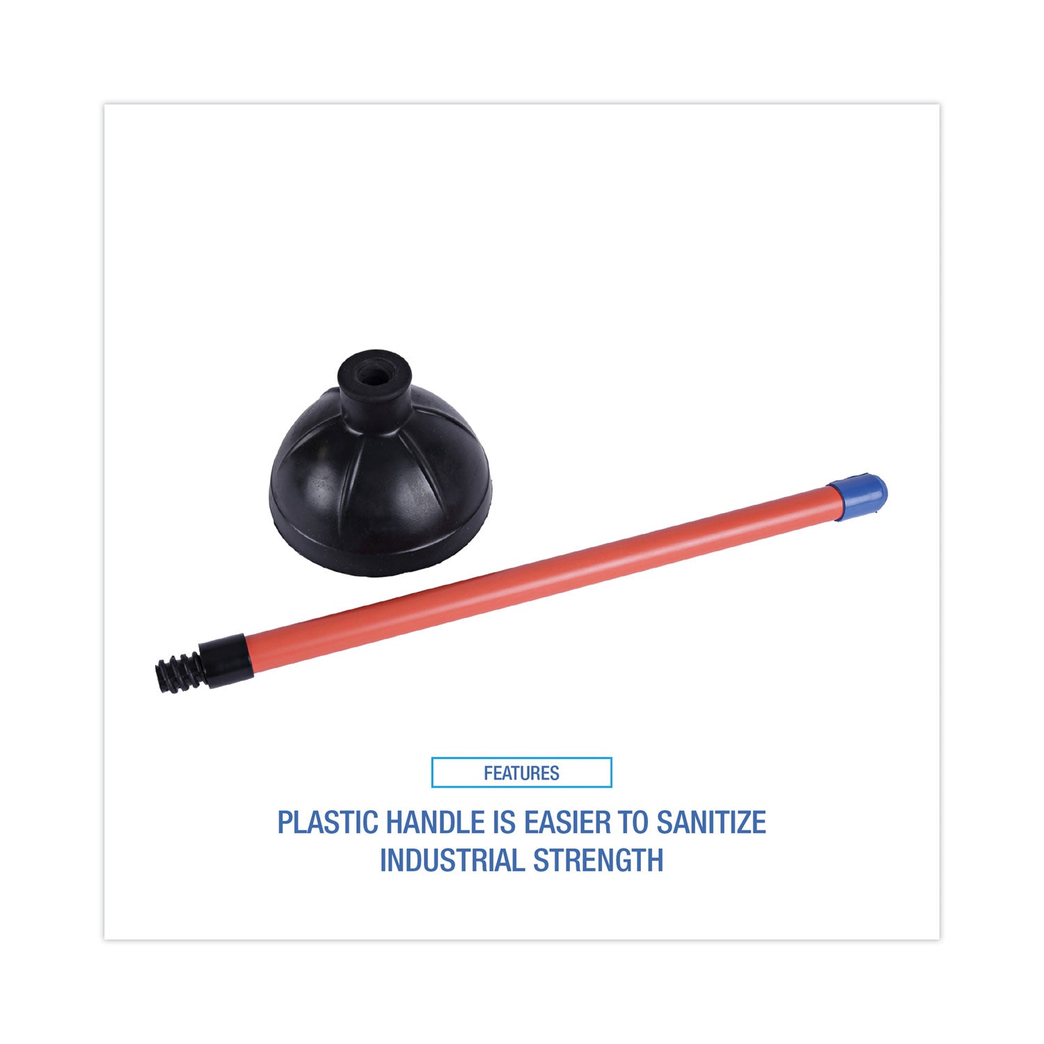 Boardwalk® Toilet Plunger, 18" Plastic Handle, 5.63" dia, Red/Black, 6/Carton