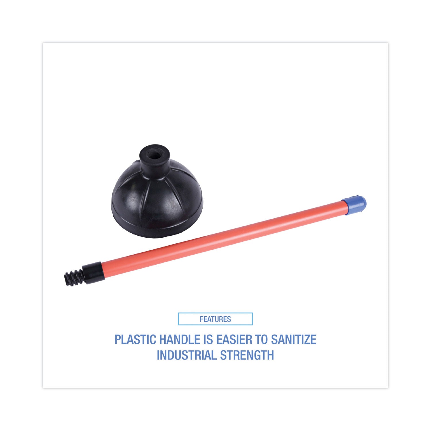 Boardwalk® Toilet Plunger, 18" Plastic Handle, 5.63" dia, Red/Black