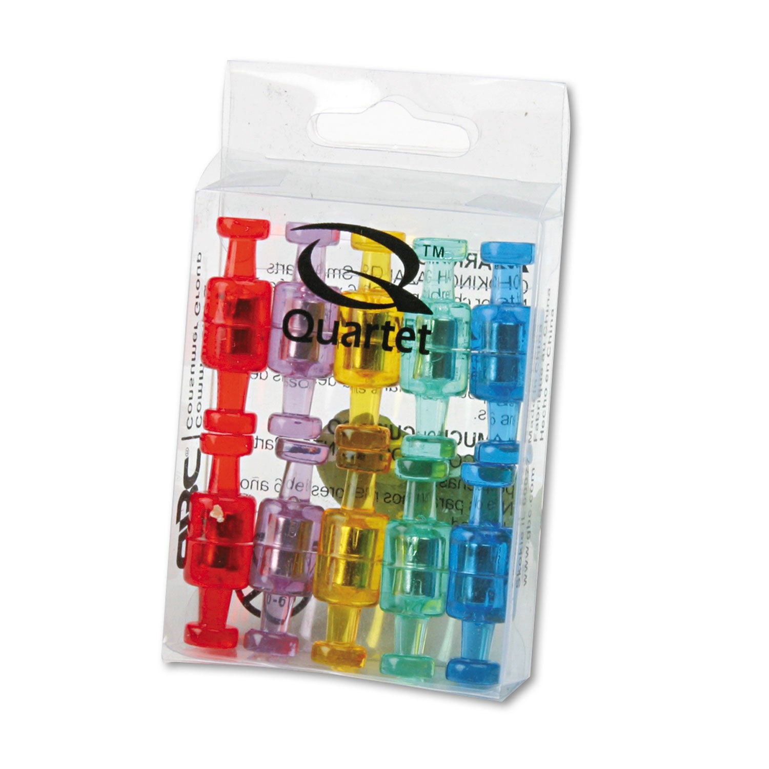 Quartet® Magnetic "Push Pins", 0.75" Diameter, Assorted Colors, 20/Pack