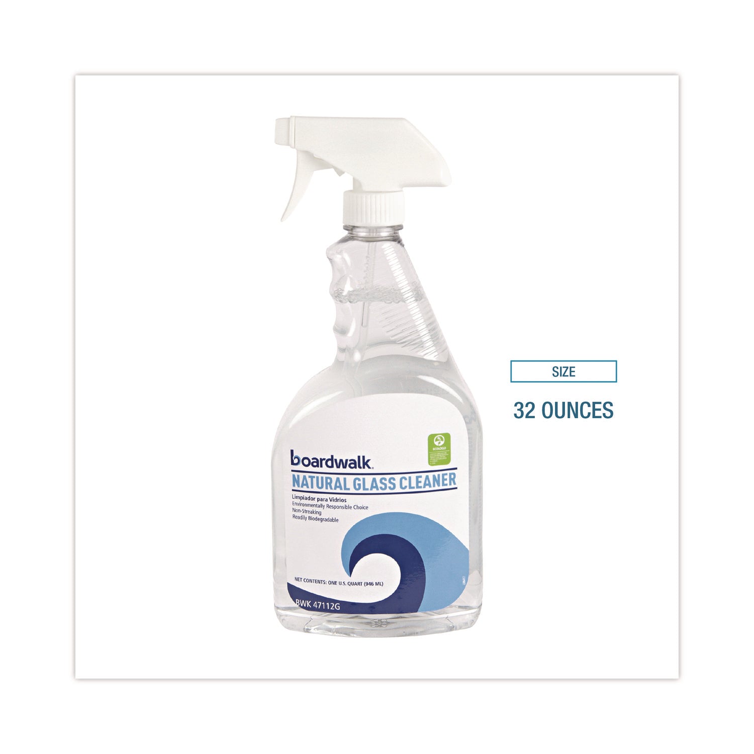 Boardwalk® Natural Glass Cleaner, 32 oz Trigger Spray Bottle, 12/Carton