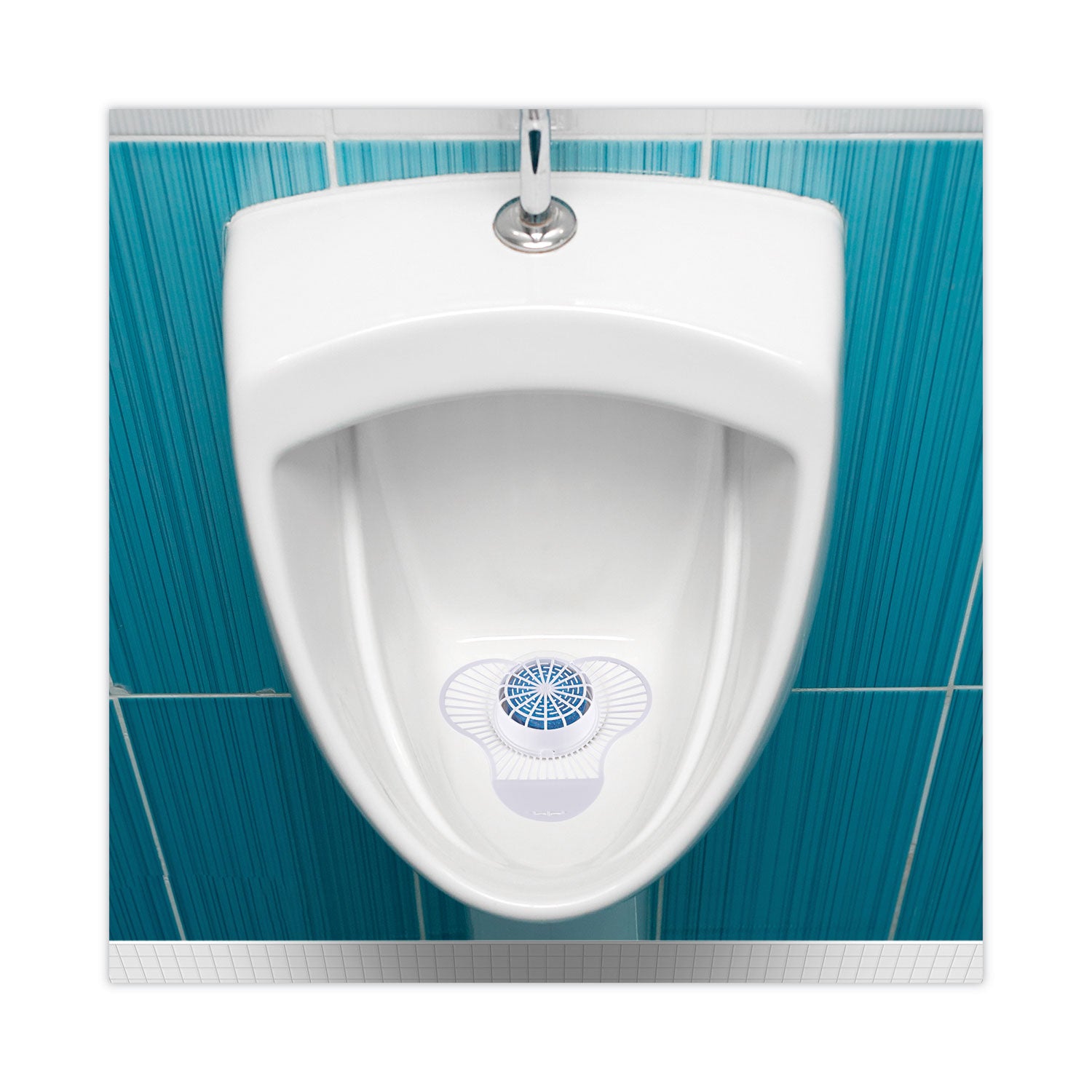 Boardwalk® Urinal Screen with Non-Para Cleaner Block, Green Apple Scent, 3.25 oz, Blue/White, 12/Box