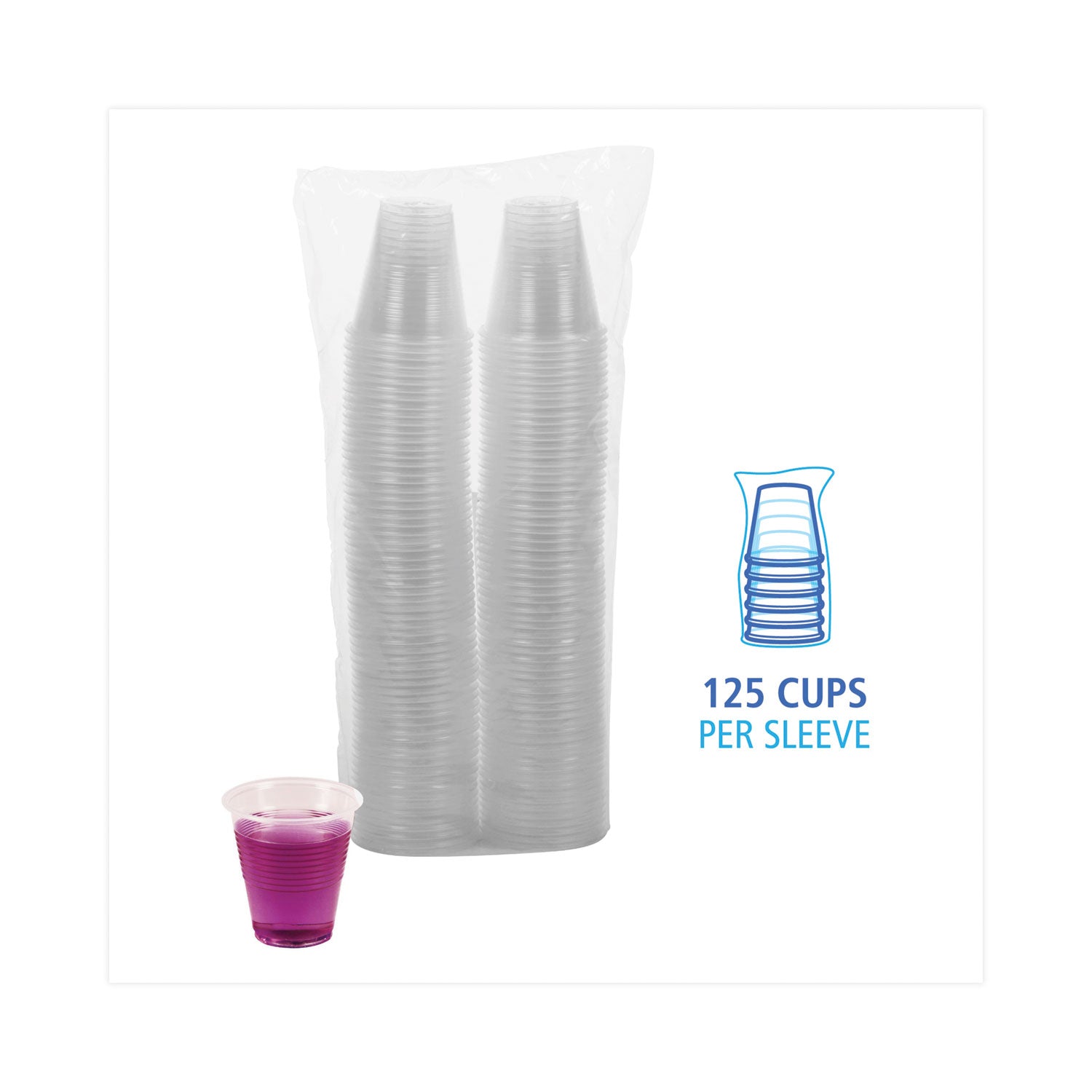 Boardwalk® Translucent Plastic Cold Cups, 3 oz, Polypropylene, 125/Pack