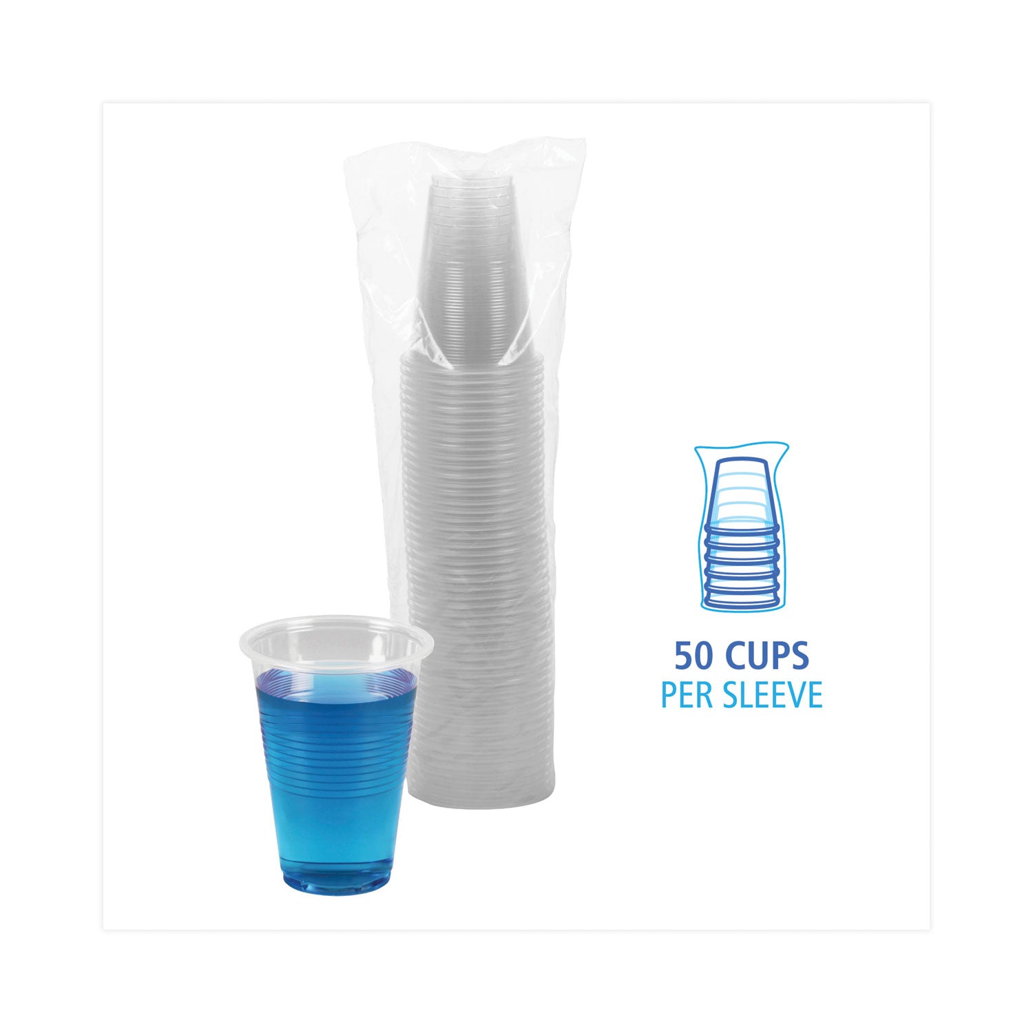 Boardwalk® Translucent Plastic Cold Cups, 16 oz, Polypropylene, 50/Pack