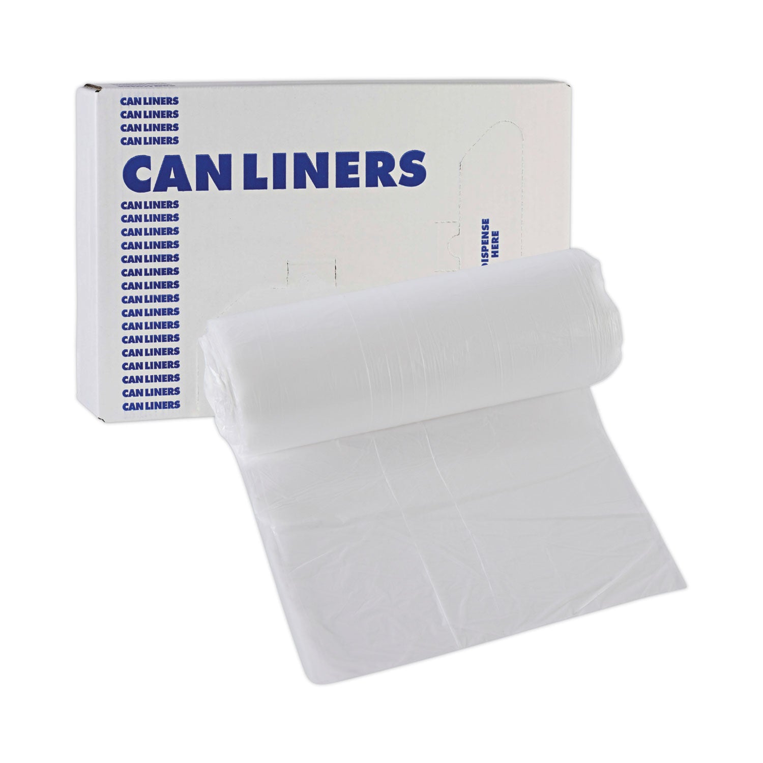 Boardwalk® High-Density Can Liners, 16 gal, 6 mic, 24" x 33", Natural, Perforated Roll, 50 Bags/Roll, 20 Rolls/Carton