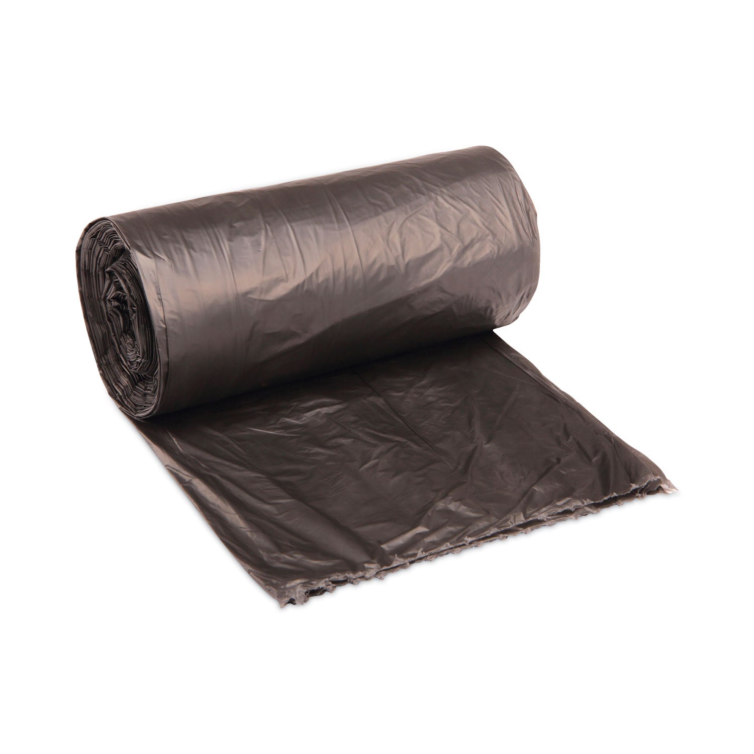 High-Density Can Liners, 60 gal, 14 mic, 38" x 58", Black, Perforated Roll, 25 Bags/Roll, 8 Rolls/Carton