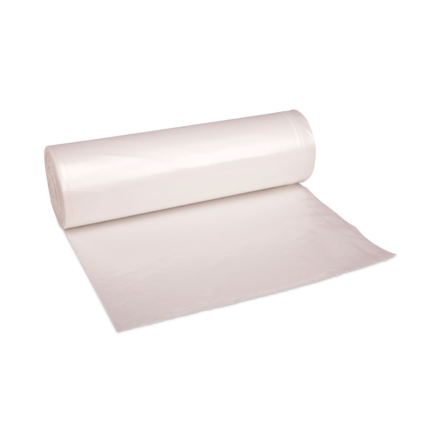 High-Density Can Liners, 45 gal, 10 mic, 40" x 46", Natural, Perforated Roll, 25 Bags/Roll, 10 Rolls/Carton