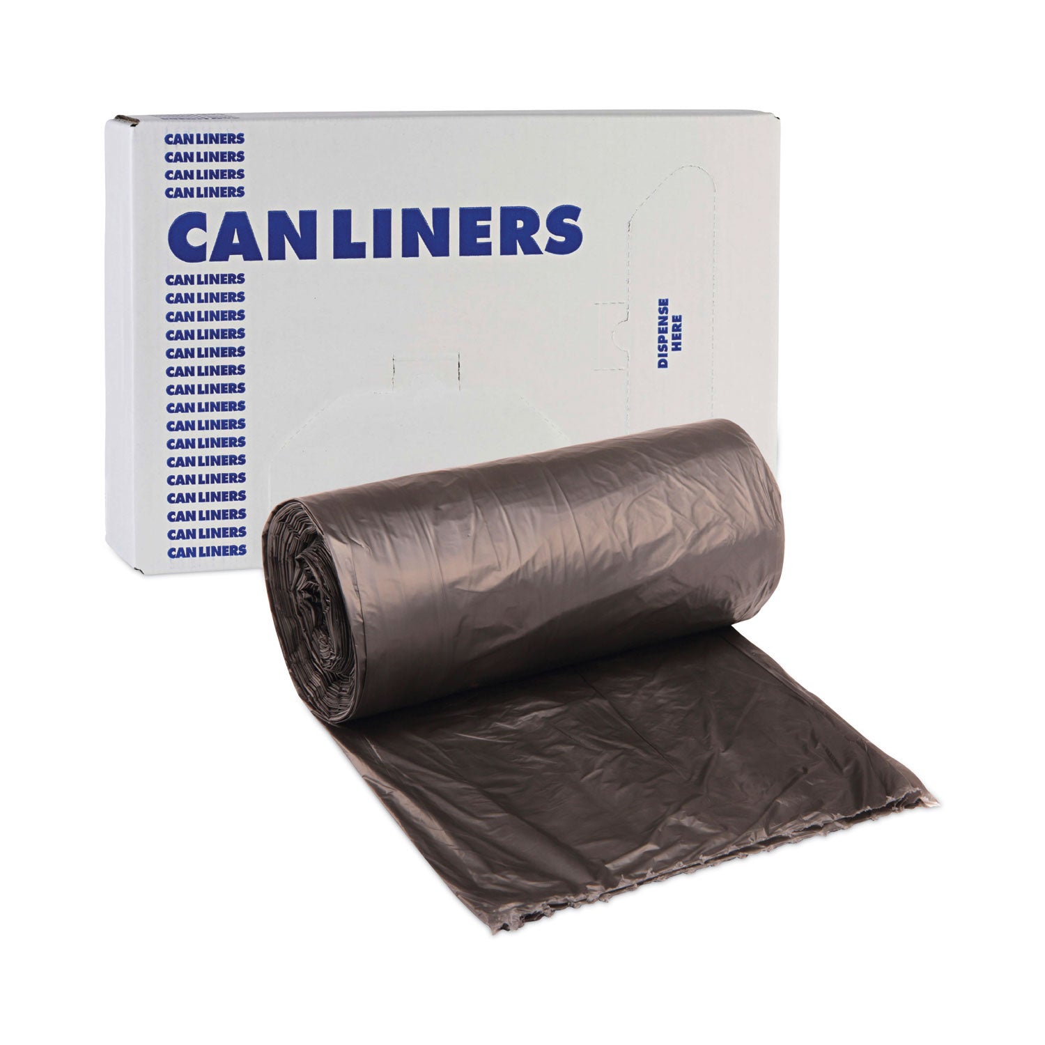 Boardwalk® High-Density Can Liners, 45 gal, 19 mic, 40" x 46", Black, Perforated Roll, 25 Bags/Roll, 6 Rolls/Carton