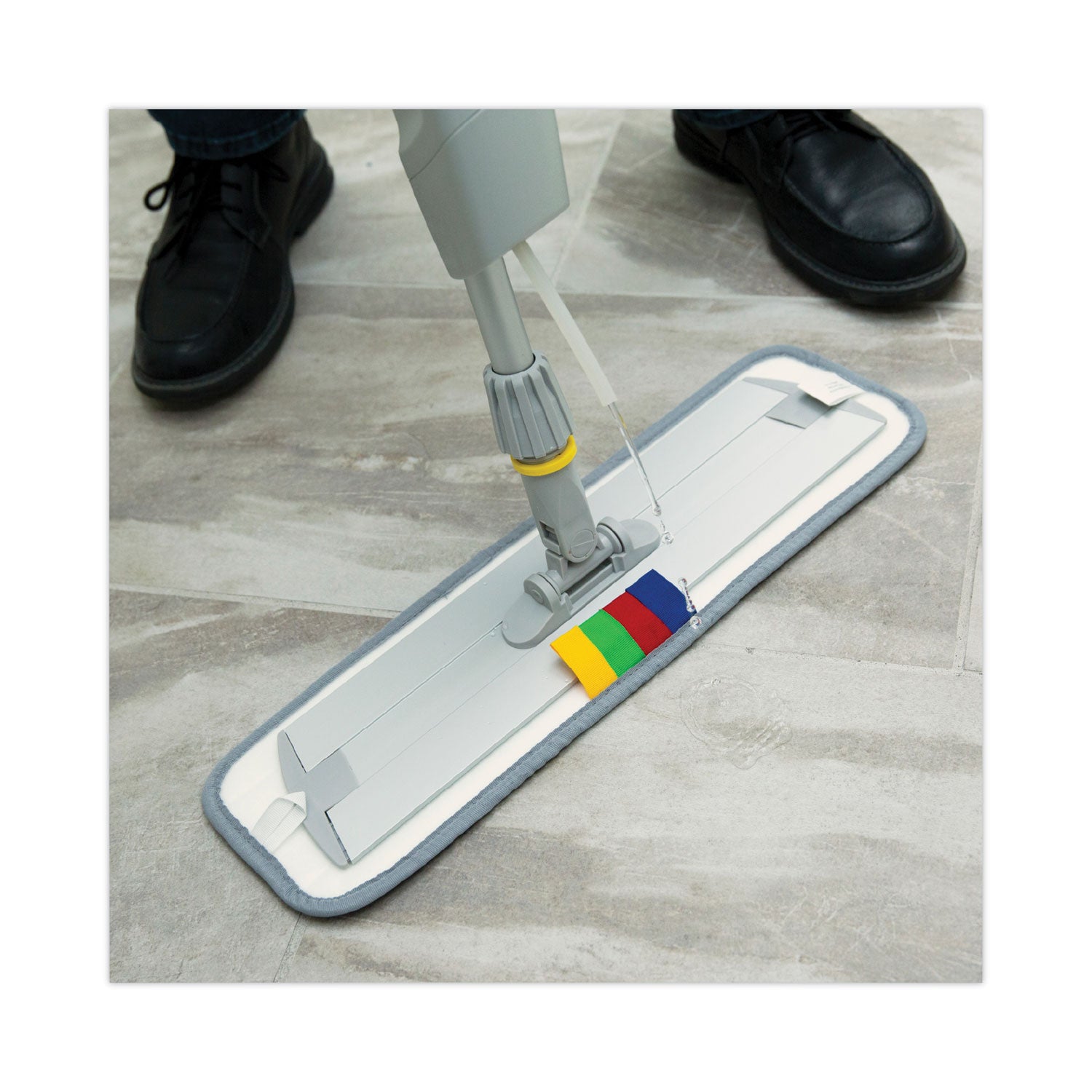 Boardwalk® Bucketless Microfiber Mop System, 5 x 18 Blue Microfiber Head, 59" Gray Aluminum/Polypropylene Handle