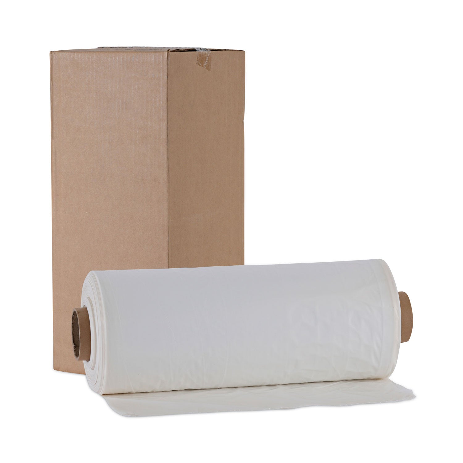 Boardwalk® Industrial Drum Liners Rolls, 60 gal, 1.8 mil, 38" x 63", Clear, 75/Carton