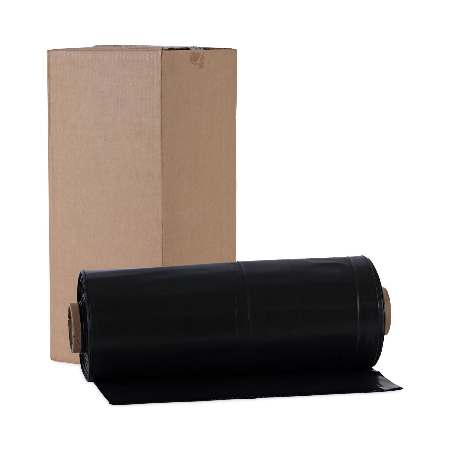 Boardwalk® Industrial Drum Liners Rolls, 60 gal, 2.7 mil, 38" x 63", Black, 50/Carton