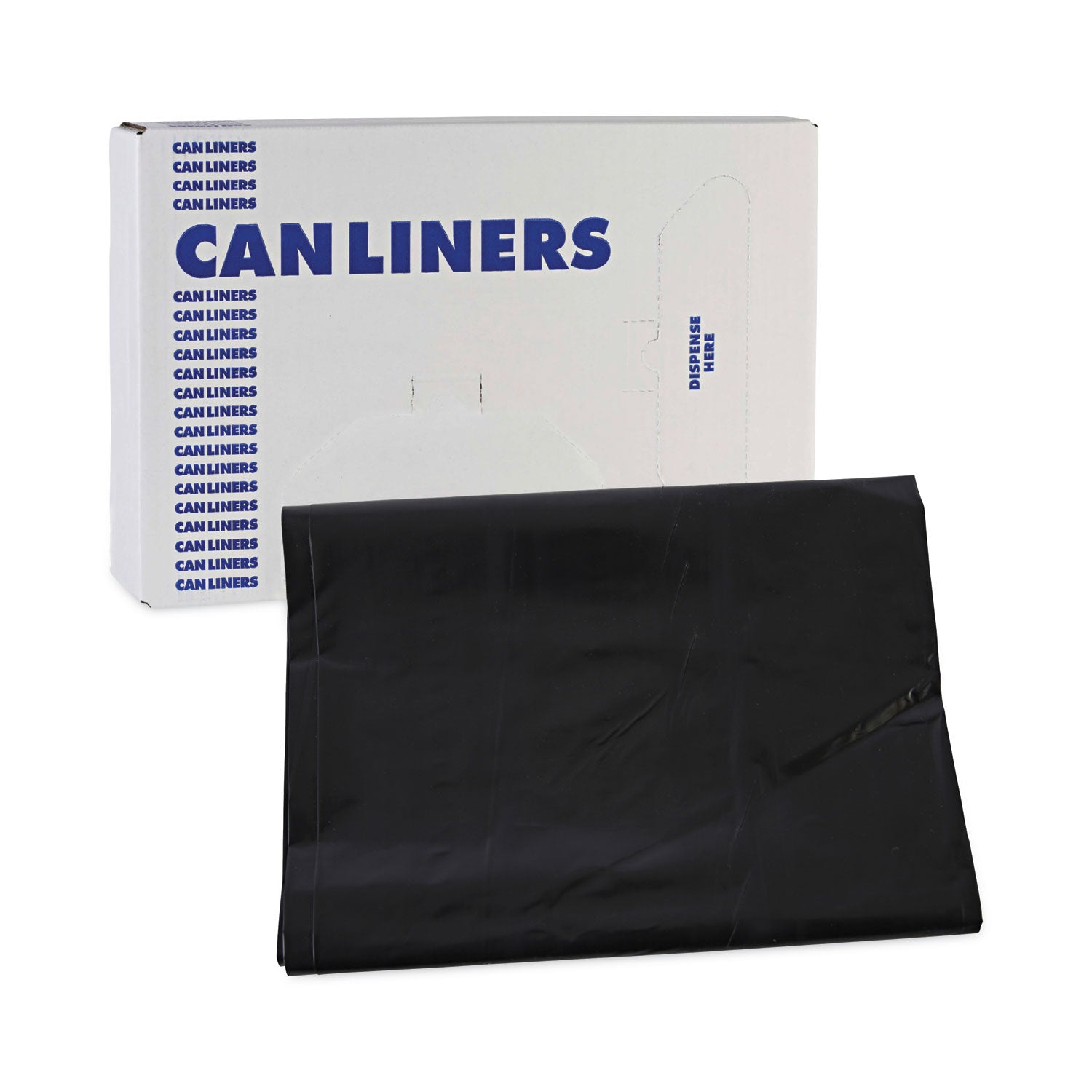 Boardwalk® Linear Low Density Industrial Can Liners, 60 gal, 1.7 mil, 38" x 58", Black, Flat Pack, 100/Carton