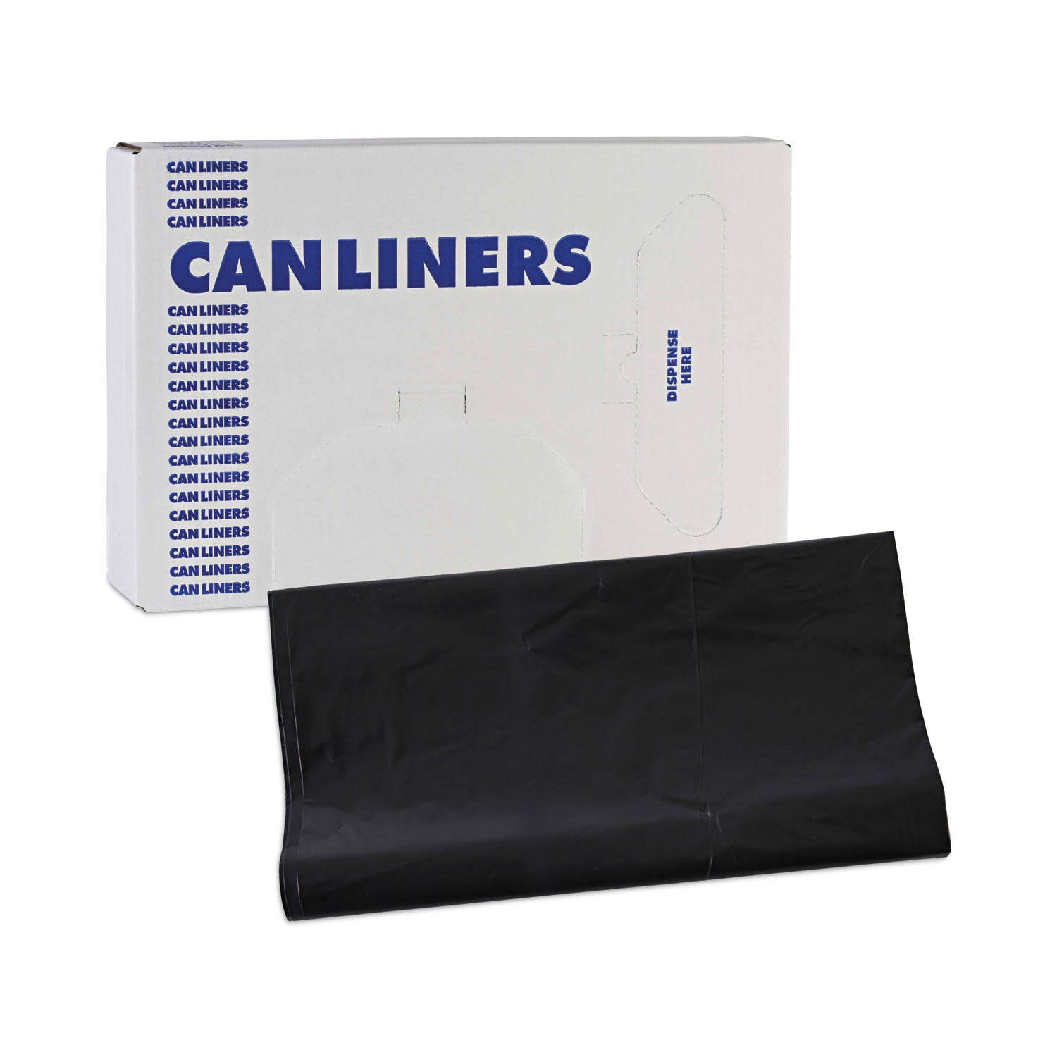 Boardwalk® Linear Low Density Industrial Can Liners, 56 gal, 1.7 mil, 43" x 47", Black, Flat Pack, 100/Carton