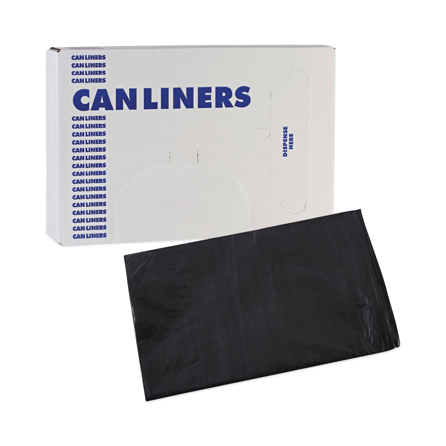 Boardwalk® Linear Low Density Industrial Can Liners, 33 gal, 0.6 mil, 33" x 39", Black, Flat Pack, 200/Carton